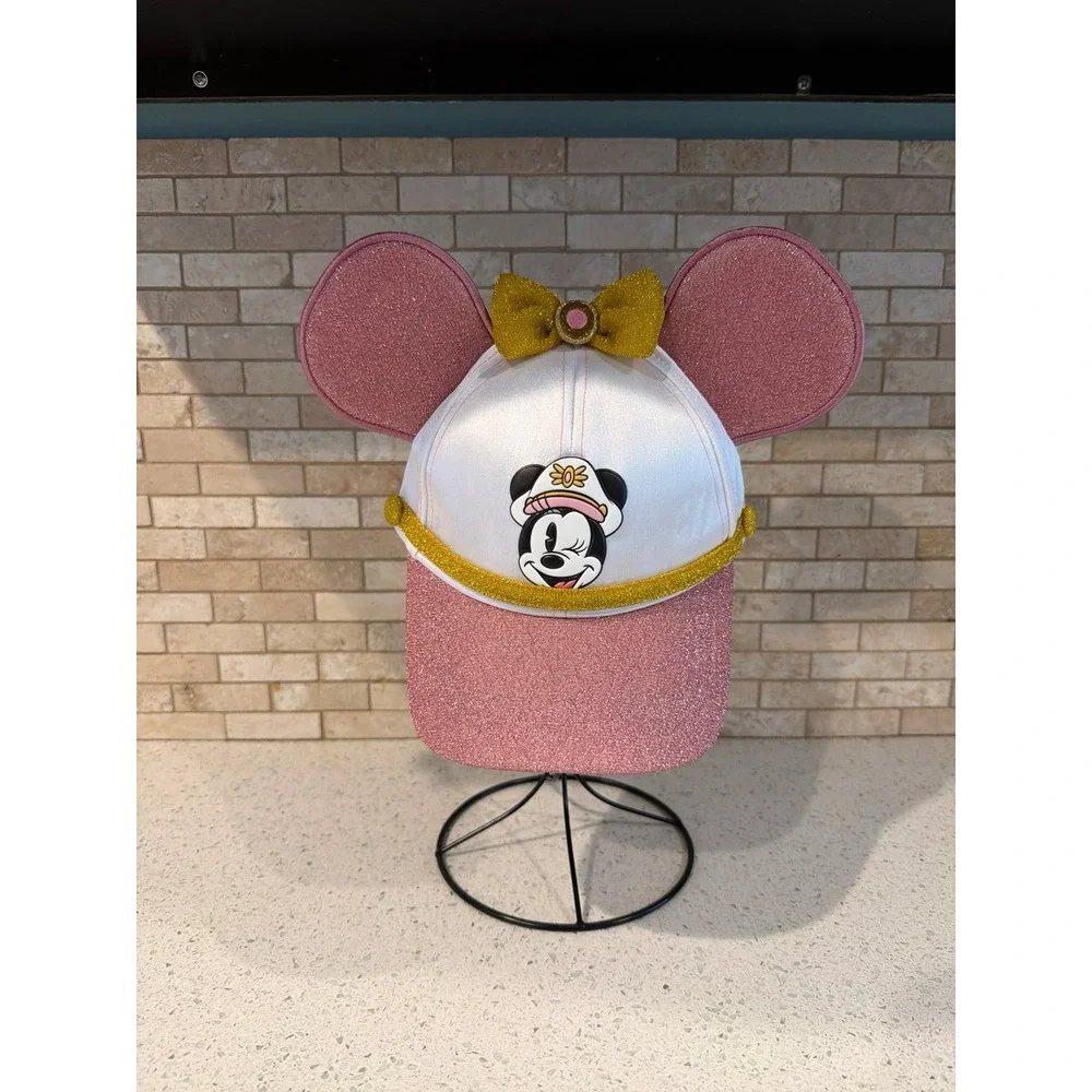 Disney Cruise Minnie Hat Pink Gold Glitter Ears Womens
